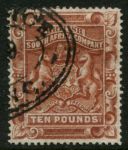 Родезия 1892-1893 гг. • Gb# 13 • £10 • герб колонии • Used* XF ( кат.- £ 700* )
