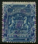 Родезия 1892-1893 гг. • Gb# 10 • £1 • герб колонии • Used* OG VF ( кат.- £ 170 )