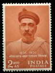 Индия 1956 г. • Gb# 374 • 2 a. • Бал Гангадхар Тилак • 100 лет со дня рождения • MNH OG VF