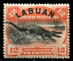 Лабуан 1894-1896 гг. • Gb# 70(Sc# 55) • 12 c. • надпечатка на осн. выпуске Сев. Борнео • крокодил • MH OG VF+* ( кат. - £25+ )