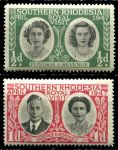 Южная Родезия 1947 г. • Gb# 62-63 • ½ и 1 d. • Королевский визит • королевская чета • полн. серия • MNH OG VF