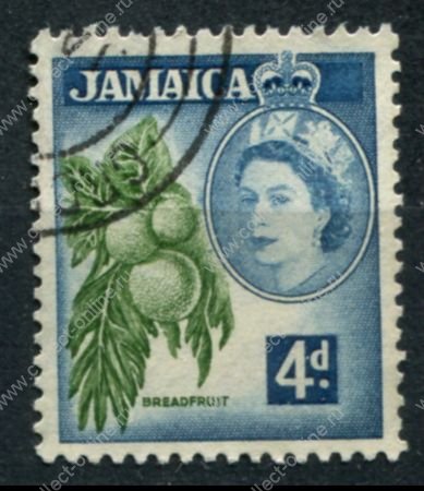Ямайка 1956-1958 гг. • Gb# 164 • 4 d. • Елизавета II основной выпуск • плоды хлебного дерева • Used F-VF