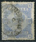 Великобритания 1883-1884 гг. • GB# 183a • 10 sh. • Королева Виктория • розовая • Used VF* ( кат.- £550 )