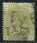 Великобритания 1873-1880 гг. • GB# 153 pl. 15 • 4 d. • королева Виктория • стандарт • Used VF(перфин) ( кат.- £325 )