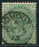 Великобритания 1873-1880 гг. • GB# 150 pl. 8 • 1 sh. • королева Виктория • стандарт • Used VF* ( кат.- £175 )