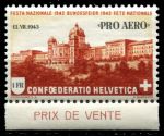 Швейцария 1943 г. • Mi# 422 • 1 fr. • надпечатка • "PRO AERO" • авиапочта • MNH OG XF+ ( кат.- € 6,5 )