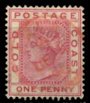 Британский Золотой Берег 1884-1891 гг. • Gb# 12a • 1 d. • Королева Виктория • стандарт • Used XF+