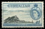 Гибралтар 1953-1959 гг. • Gb# 153 • 6 d. • Елизавета II • осн. выпуск • мыс Европа • MNH OG F-VF ( кат. - £6 )