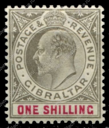 Гибралтар 1903 г. • Gb# 51 • 1 sh. • Эдуард VII • стандарт • MH OG VF ( кат. - £30 )