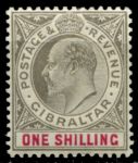 Гибралтар 1903 г. • Gb# 51 • 1 sh. • Эдуард VII • стандарт • MH OG VF ( кат. - £30 )