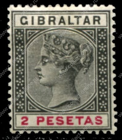 Гибралтар 1889-1895 г. • Gb# 32 • 2 pt. • королева Виктория • стандарт • MH OG VF ( кат. - £11 )
