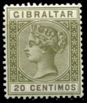 Гибралтар 1889-1895 г. • Gb# 24 • 20 c. • королева Виктория • стандарт • MNH!! OG VF ( кат. - £45++ )