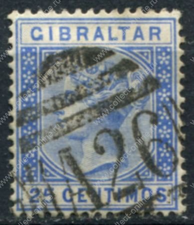 Гибралтар 1889-1896 гг. • Gb# 26 • 25 c. • Королева Виктория • стандарт • Used VF