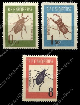 Албания 1963 г. • Mi# 735-7 • 0.5 - 8 L. • жуки ( 3 марки ) • MNH OG XF ( кат.- € 12 )