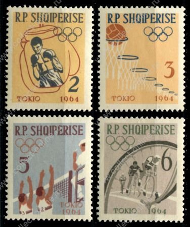 Албания 1963 г. • Mi# 747-50 • 2 - 6 L. • Летние Олимпийские Игры, Токио • виды спорта • MNH OG XF ( кат.- € 4 )