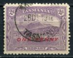 Австралия • Тасмания 1912 г. • Gb# 260 • 1 на 2 d. • надп. нов. номинала • вид на Хобарт с моря • Used VF