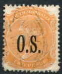 Южная Австралия 1891-1896 гг. • GB# O59 • 2 d. • надпечатка "O.S."(тип II) • перф. 13 • официальная почта • Used VF