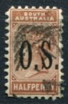 Южная Австралия 1891-1899 гг. • GB# O68 • ½ d. • надпечатка "O.S."(тип II) • перф. 13 • официальная почта • Used F-VF