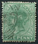 Южная Австралия 1876-1904 гг. • GB# 173 • 1 d. • Королева Виктория • перф. 15 • стандарт • Used VF