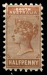 Южная Австралия 1883-1899 гг. • GB# 191 • ½ d. • Королева Виктория • перф. 13 • стандарт • MH OG VF