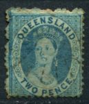 Квинсленд 1868-1874 гг. • GB# 75 • 2 d. • Королева Виктория • перф. 12 (pl. II) • стандарт • Used VF ( кат. - £70 )