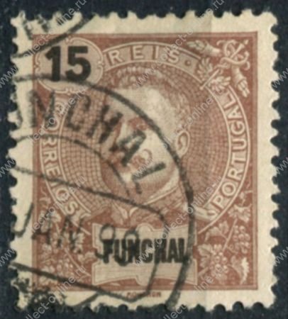 Фуншал • 1897-1905 гг. • SC# 16 • 15 r. • король Карлуш I • стандарт • Used F-VF ( кат. - $5 )