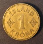 Исландия 1940 г. • KM# 3.1(3.2) • 1 крона • государственный герб • регулярный выпуск • XF